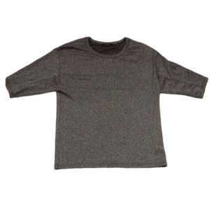 Frnch Womens Sweater Sz M/L Grey Sparkly Short Sleeve Dressy Blouse Top